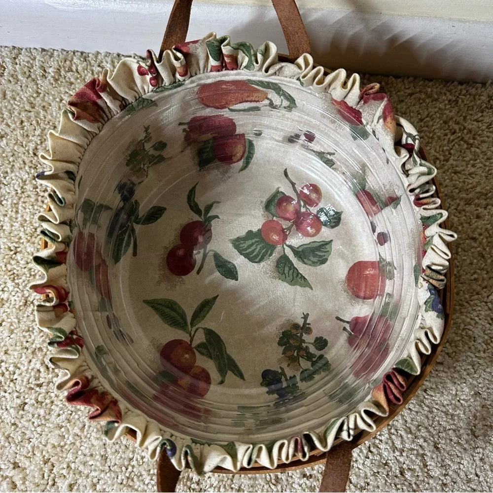 Longaberger Woven Traditions Round Basket Leather Handles‎ Protector/Liner